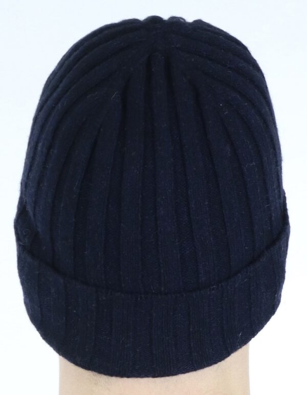 Berretto cashmere unisex a coste colore blu - immagine 3