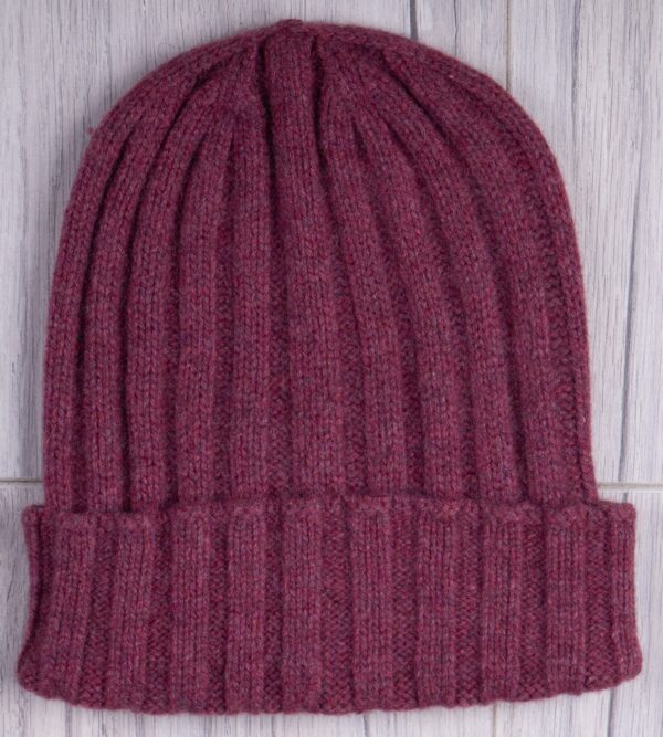 Berretto cashmere unisex a coste colore rosso antico - immagine 5