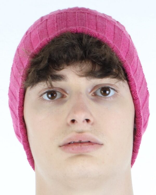 hat cashmere unisex ribbed color fucsia - Image 4