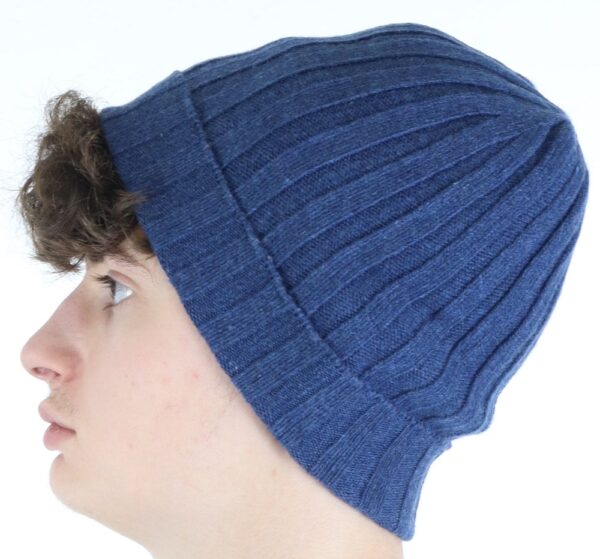 Unisex cashmere ribbed hat color jeans