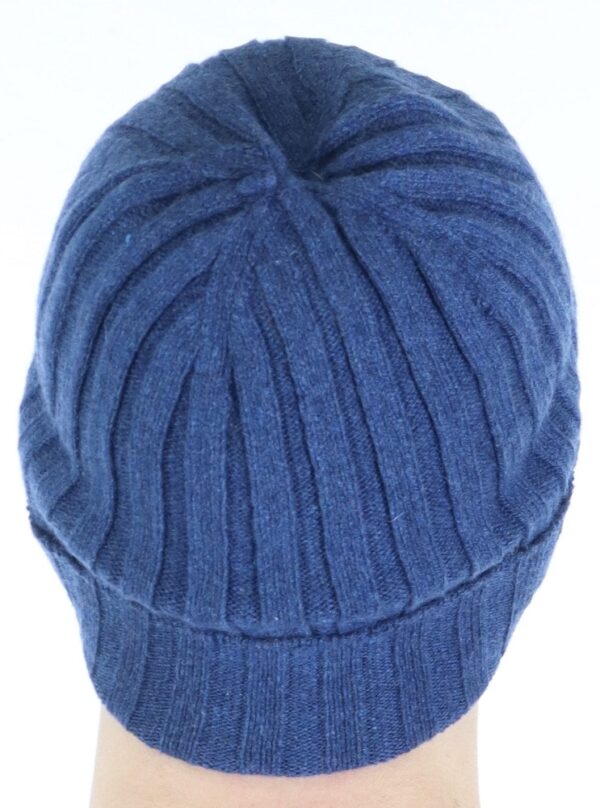 Unisex cashmere ribbed hat color jeans - Image 3