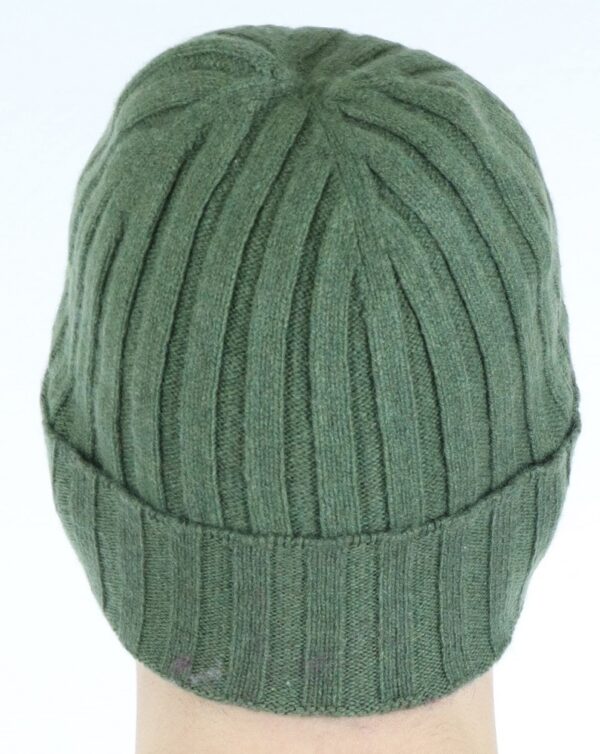 Unisex cashmere ribbed hat color military green - Image 2